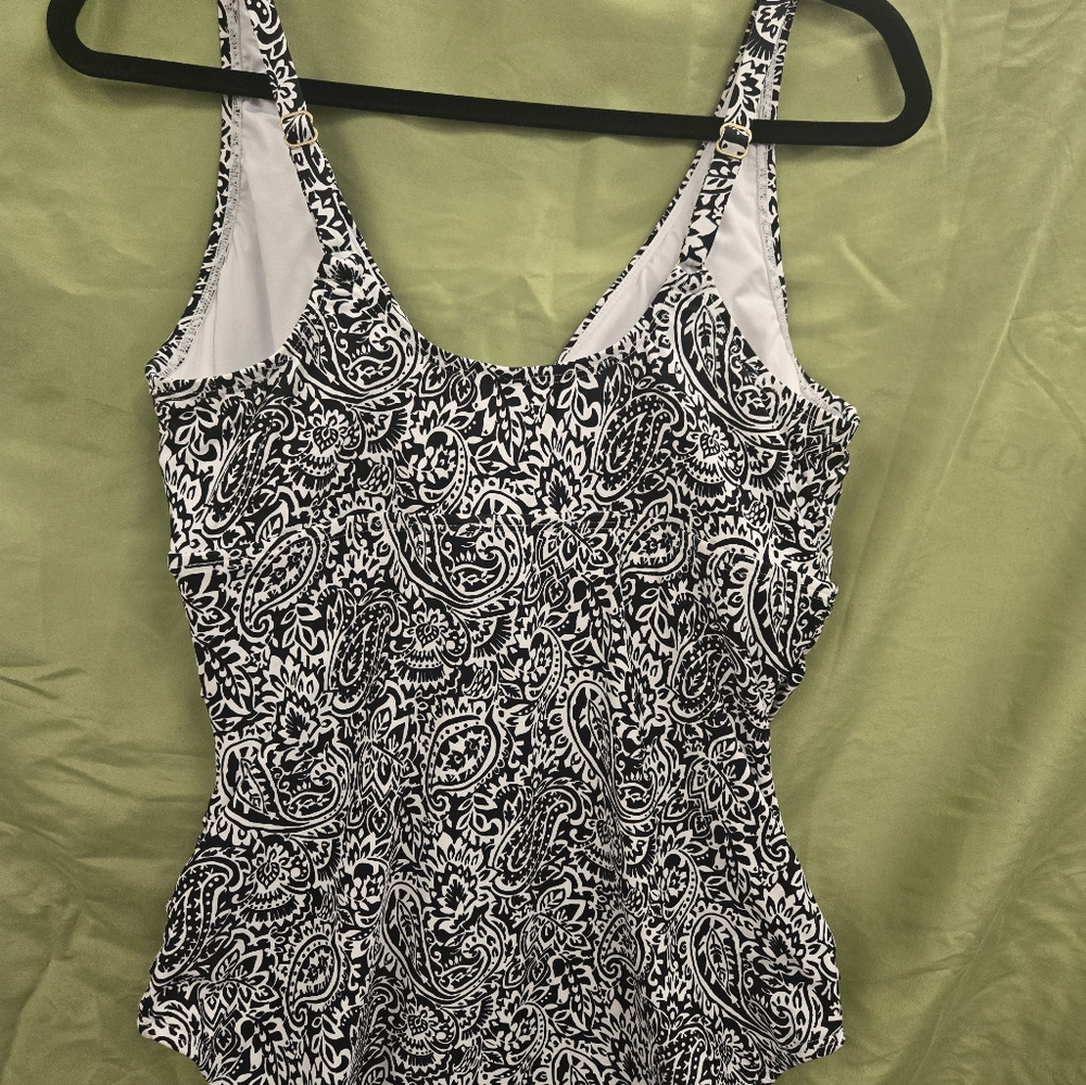 Monochrome Paisley Womens One Piece Swimsuit - Picture 4 of 4